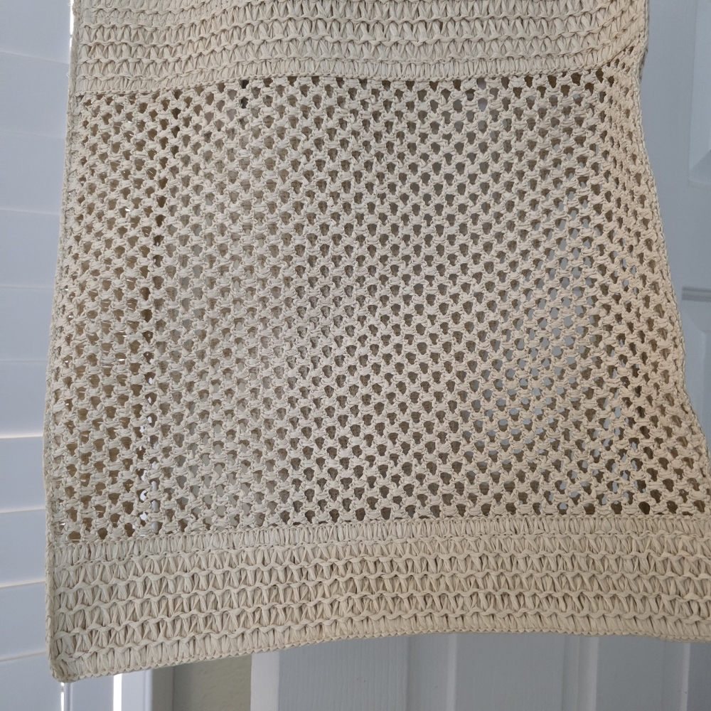 Universal Thread Straw Crochet Tote Handbag Beige NEW NWT - Picture 4 of 7